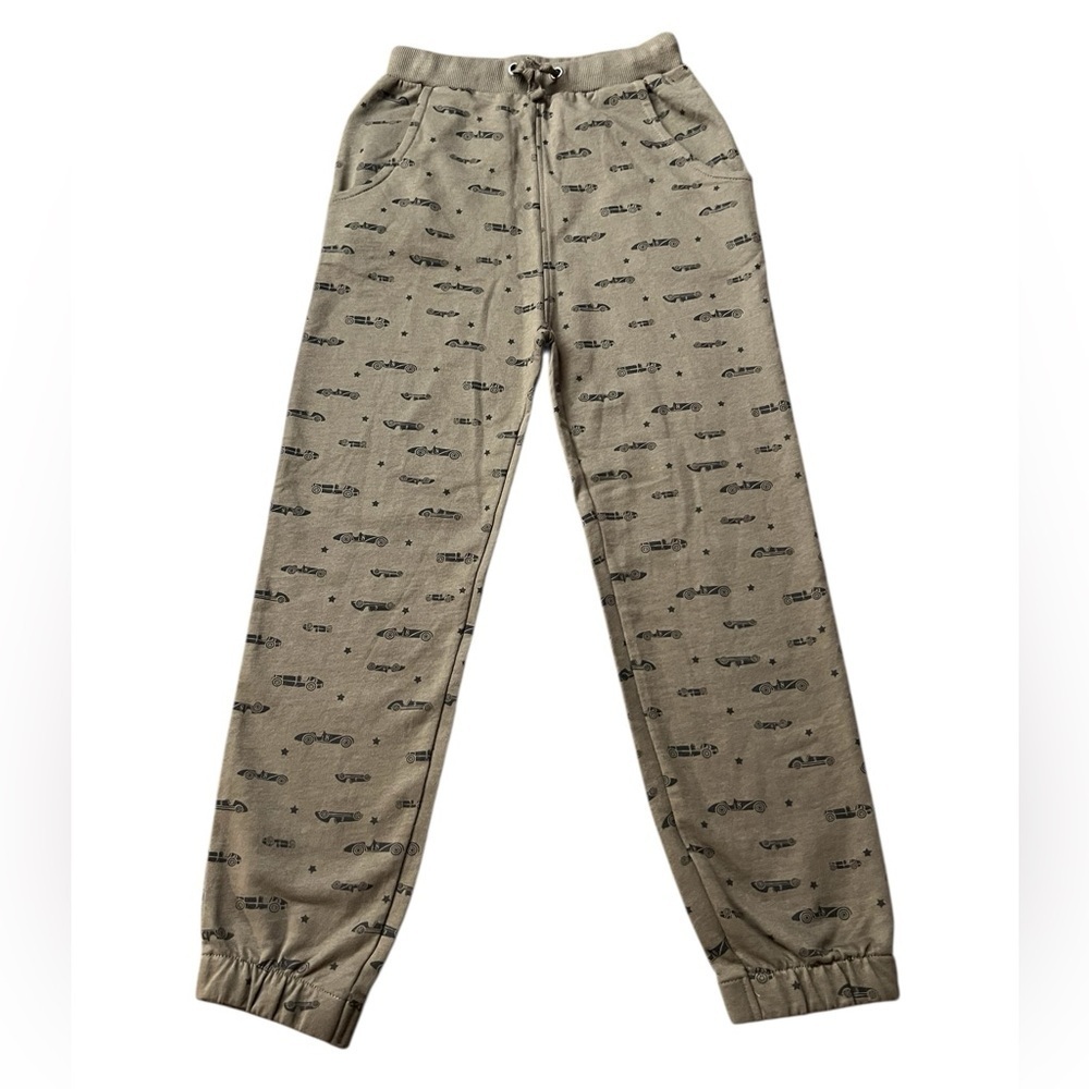 Rugged Butts Kids Army Green & Black Joggers with Race Car Print Size 6
